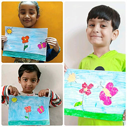 ACTIVITY – PAPER TEARING AND PASTING – THEME:NATURE – CLASS BLOOMS